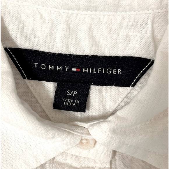Short sleeve button front shirt Size S, White Tommy Hilfiger Linen blend - Picture 3 of 5